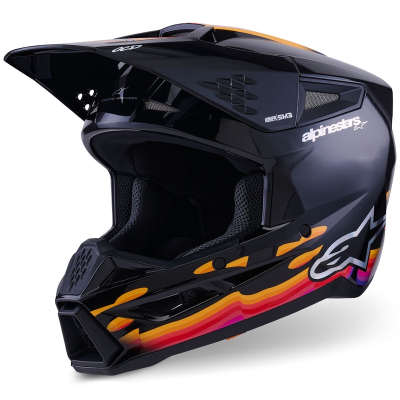 Alpinestars S-M3 Force motokrossz bukósisak fekete-sárga-piros-fehér