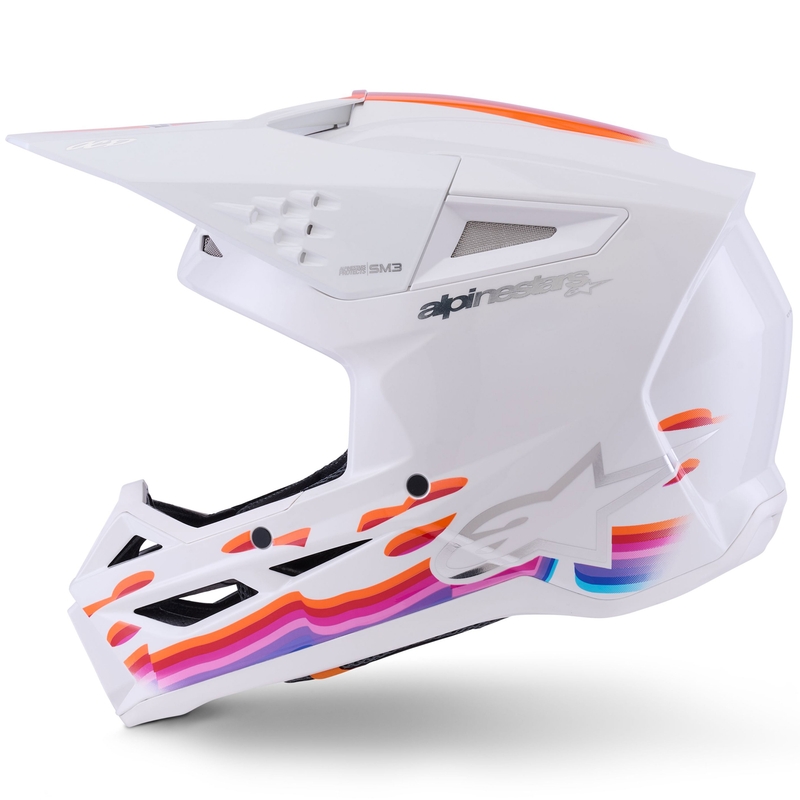 Alpinestars S-M3 Force motokrossz bukósisak fehér-sárga-rózsaszín-lila
