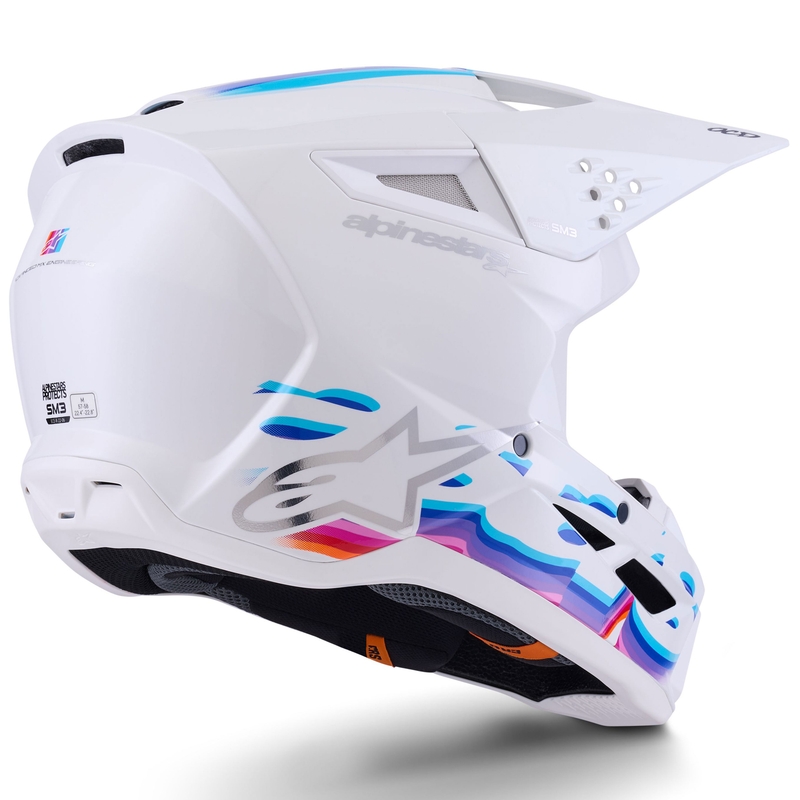 Alpinestars S-M3 Force motokrossz bukósisak fehér-sárga-rózsaszín-lila