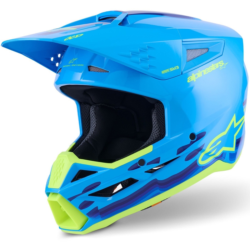 Alpinestars S-M3 Force motokrossz bukósisak kék-fluo sárga