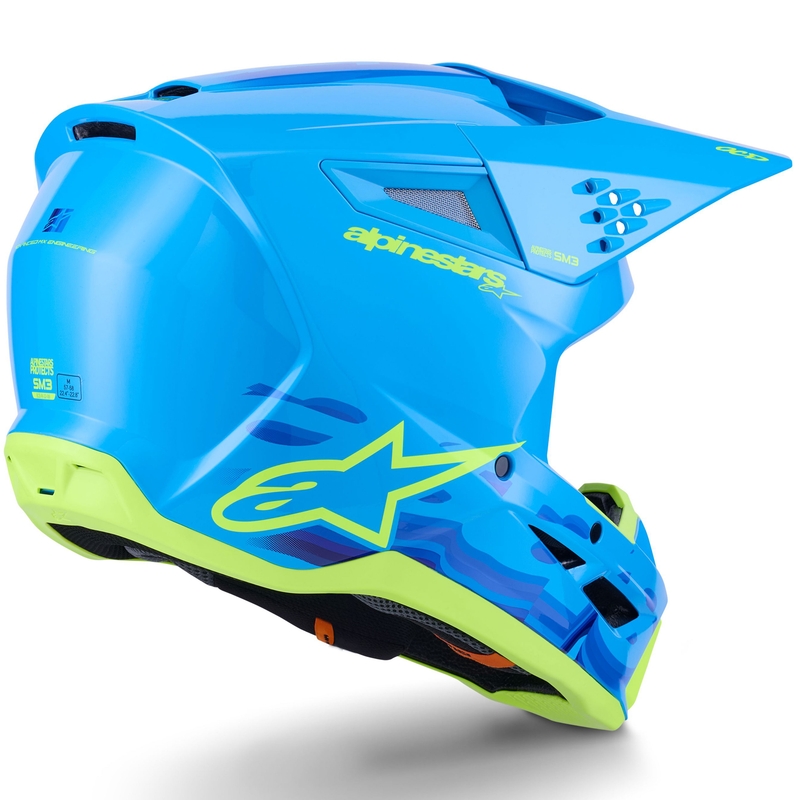 Alpinestars S-M3 Force motokrossz bukósisak kék-fluo sárga