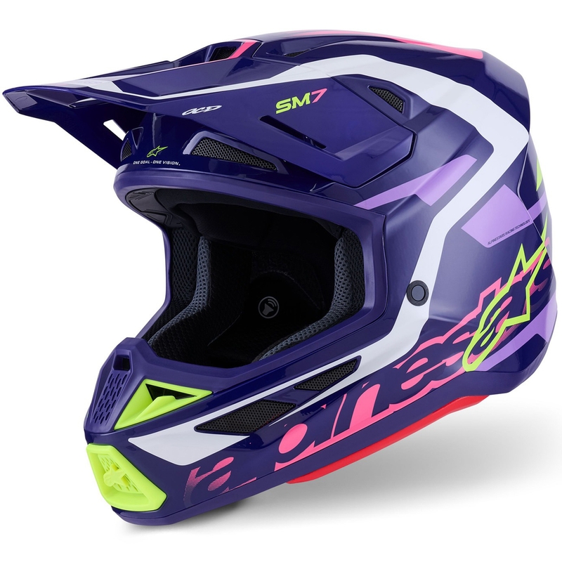 Alpinestars SM7 Deed motokrossz bukósisak lila-rószaszín-fehér-fluo sárga