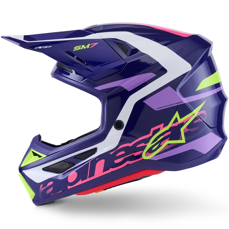 Alpinestars SM7 Deed motokrossz bukósisak lila-rószaszín-fehér-fluo sárga