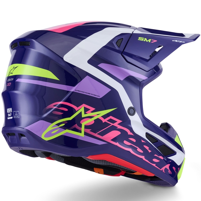 Alpinestars SM7 Deed motokrossz bukósisak lila-rószaszín-fehér-fluo sárga