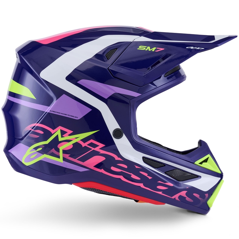 Alpinestars SM7 Deed motokrossz bukósisak lila-rószaszín-fehér-fluo sárga