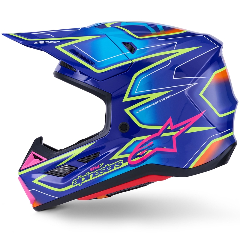 Alpinestars SM7 Cast motokrossz bukósisak kék-rózsaszín-fluo sárga
