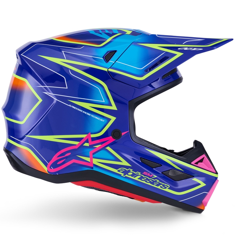 Alpinestars SM7 Cast motokrossz bukósisak kék-rózsaszín-fluo sárga