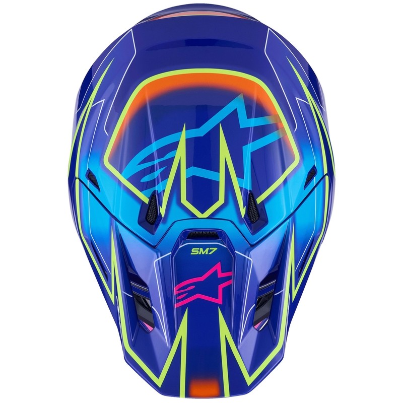 Alpinestars SM7 Cast motokrossz bukósisak kék-rózsaszín-fluo sárga
