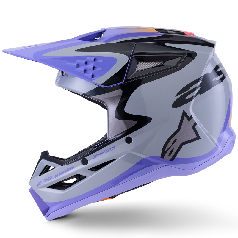 Alpinestars S-M3 kiadás JETT LAWRENCE motokrossz bukósisak szürke-lila-fekete