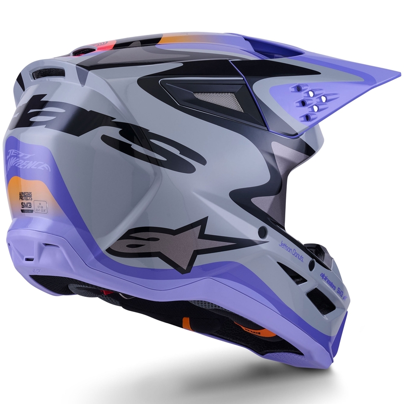 Alpinestars S-M3 kiadás JETT LAWRENCE motokrossz bukósisak szürke-lila-fekete
