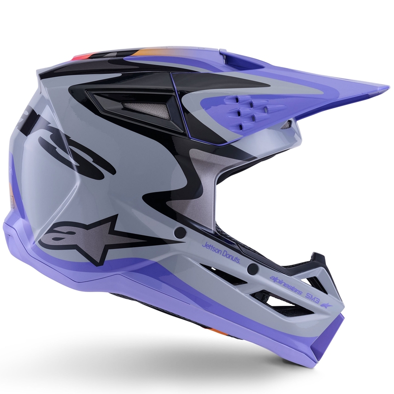 Alpinestars S-M3 kiadás JETT LAWRENCE motokrossz bukósisak szürke-lila-fekete