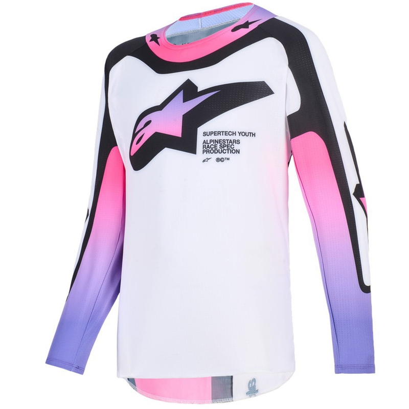 Alpinestars Supertech Vista Youth gyerek motokrossz mez fehér-lila-fekete