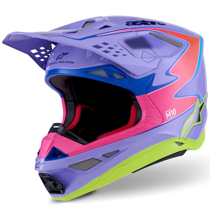Alpinestars S-M10 JETT LAWRENCE R01 motokrossz bukósisak lila-fluo rózsaszín-fluo sárga