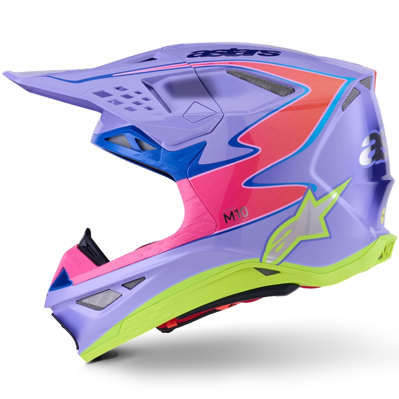 Alpinestars S-M10 JETT LAWRENCE R01 motokrossz bukósisak lila-fluo rózsaszín-fluo sárga