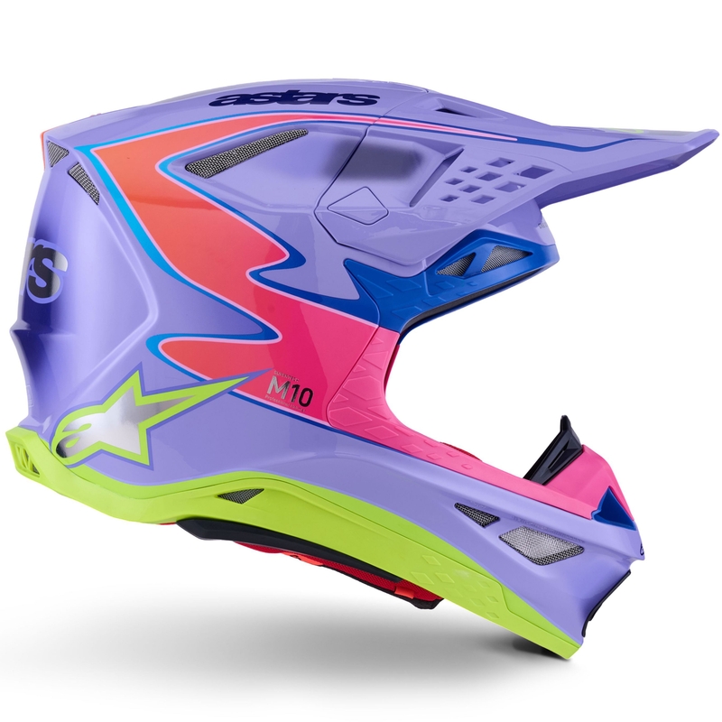 Alpinestars S-M10 JETT LAWRENCE R01 motokrossz bukósisak lila-fluo rózsaszín-fluo sárga