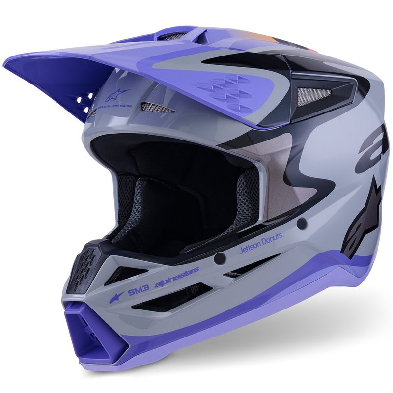 Alpinestars S-M3 kiadás JETT LAWRENCE gyerek motokrossz bukósisak szürke-lila-fekete
