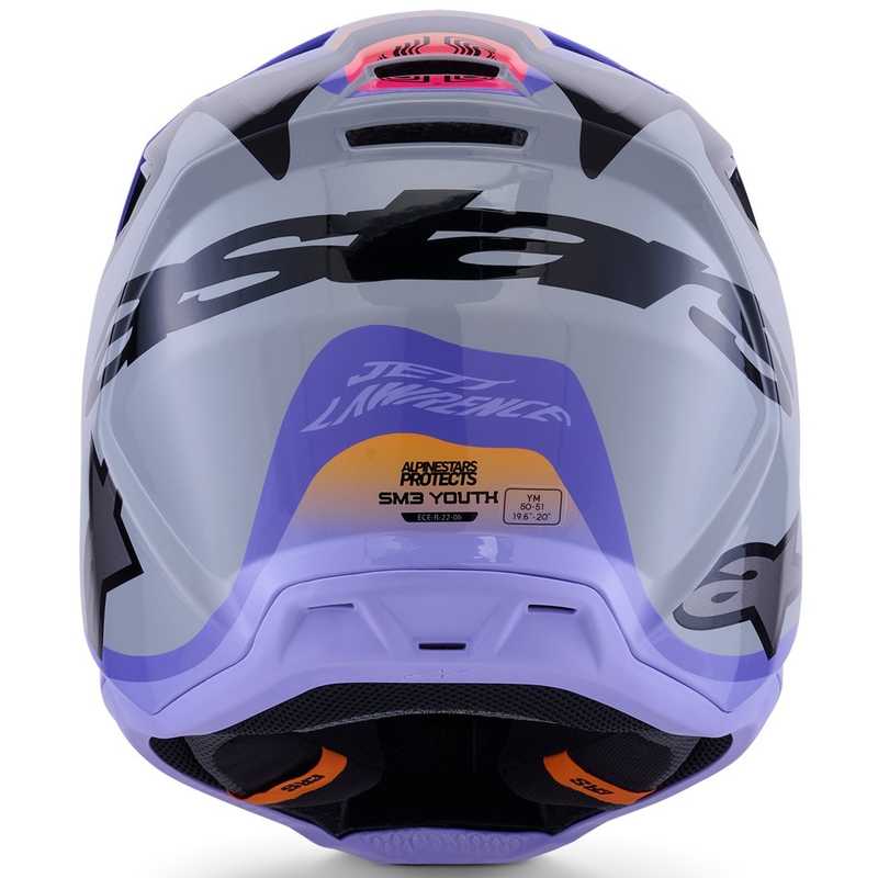 Alpinestars S-M3 kiadás JETT LAWRENCE gyerek motokrossz bukósisak szürke-lila-fekete