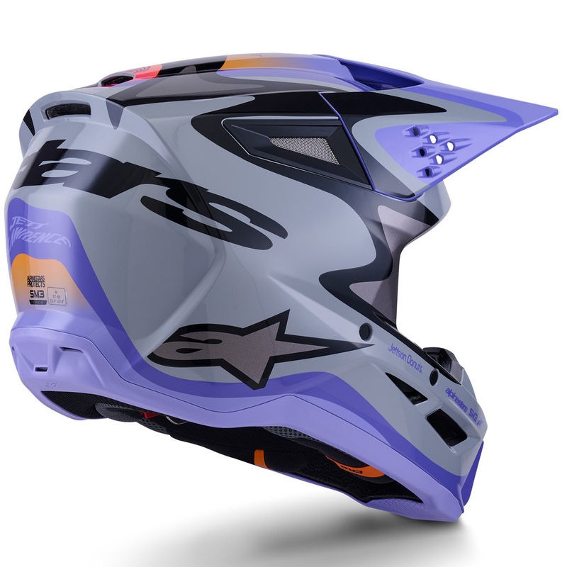 Alpinestars S-M3 kiadás JETT LAWRENCE gyerek motokrossz bukósisak szürke-lila-fekete
