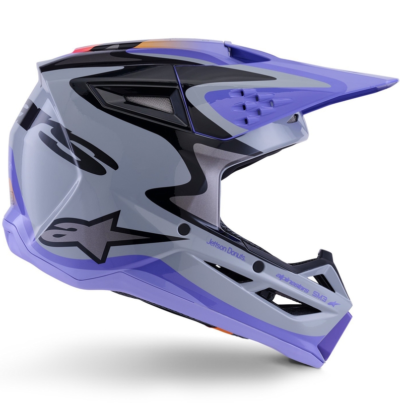 Alpinestars S-M3 kiadás JETT LAWRENCE gyerek motokrossz bukósisak szürke-lila-fekete