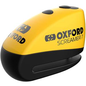Zámek kotoučové brzdy Oxford Screamer 7 s integrovaným alarmem žluto-černý