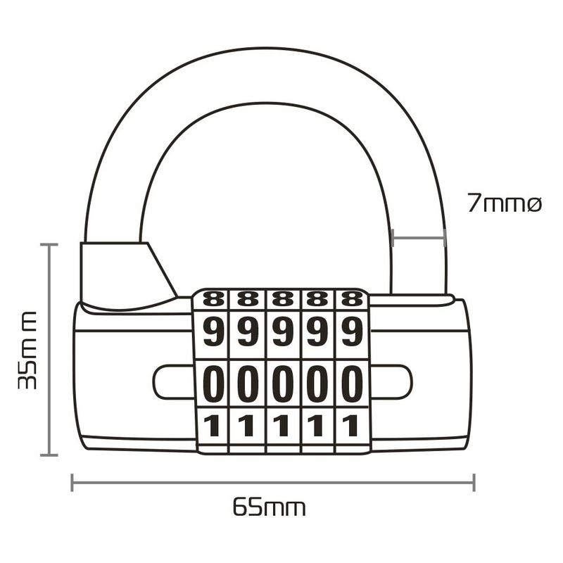 Oxford 5-DIGIT U-profil zár fekete