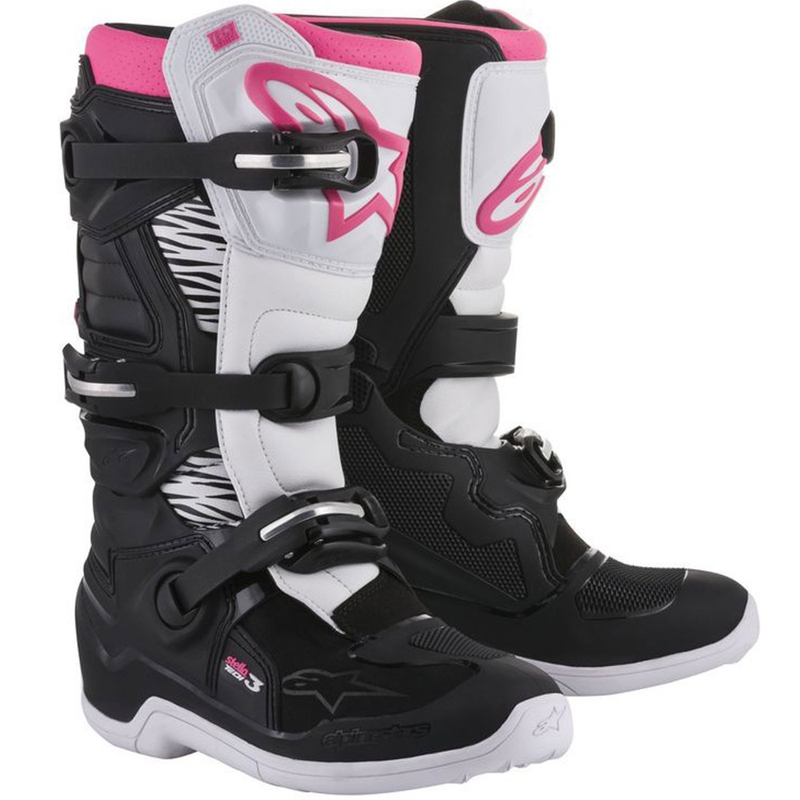 Alpinestars Stella Tech 3 női motokrossz csizma fekete-fehér-rózsaszín
