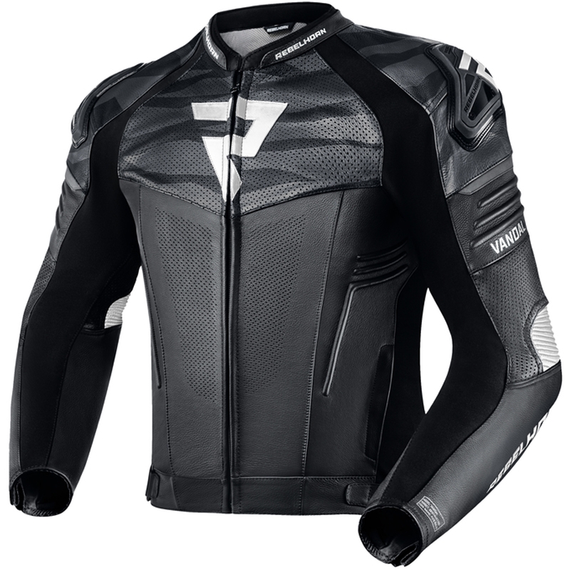 Rebelhorn Vandal motoros bőrkabát fekete-fehér kiárusítás