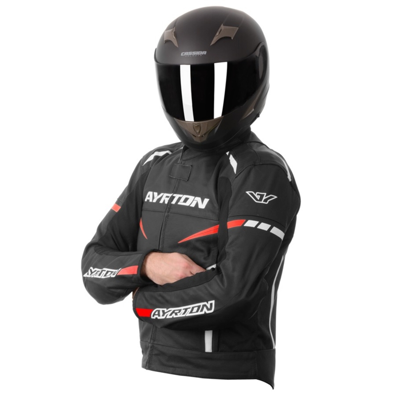 Kabát motorkerékpárhoz Ayrton Raptor fekete-fehér-fluo piros eladó