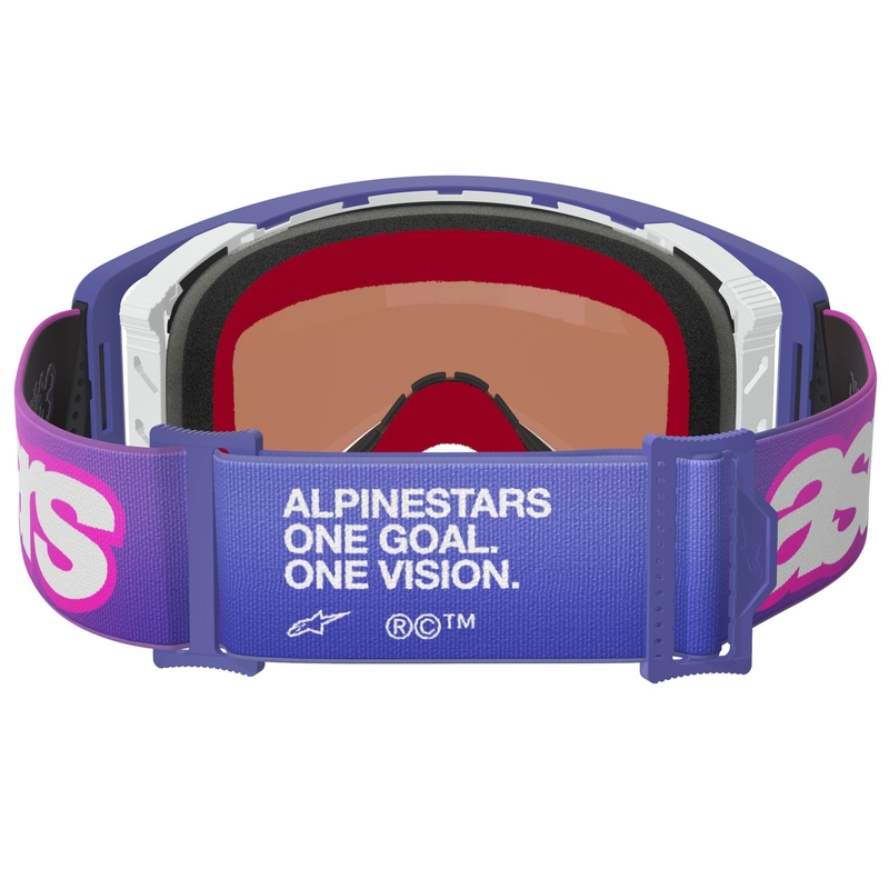 Alpinestars Supertech Vision Vista motokrossz szemüveg lila-fluo rózsaszín tükrös kék plexivel