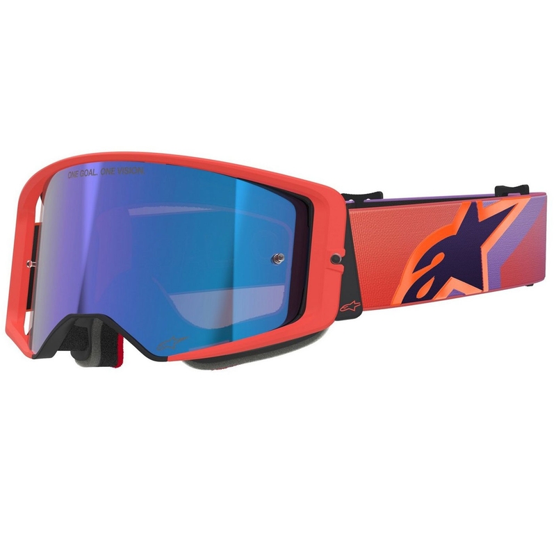 Alpinestars Supertech Vision Corp motokrossz szemüveg narancssárga-lila tükrös kék plexivel