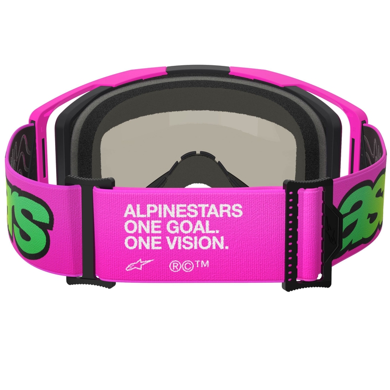 Alpinestars Vision 8 Vista motokrossz szemüveg fluo rózsaszín-fluo sárga-zöld tükrös kék plexivel