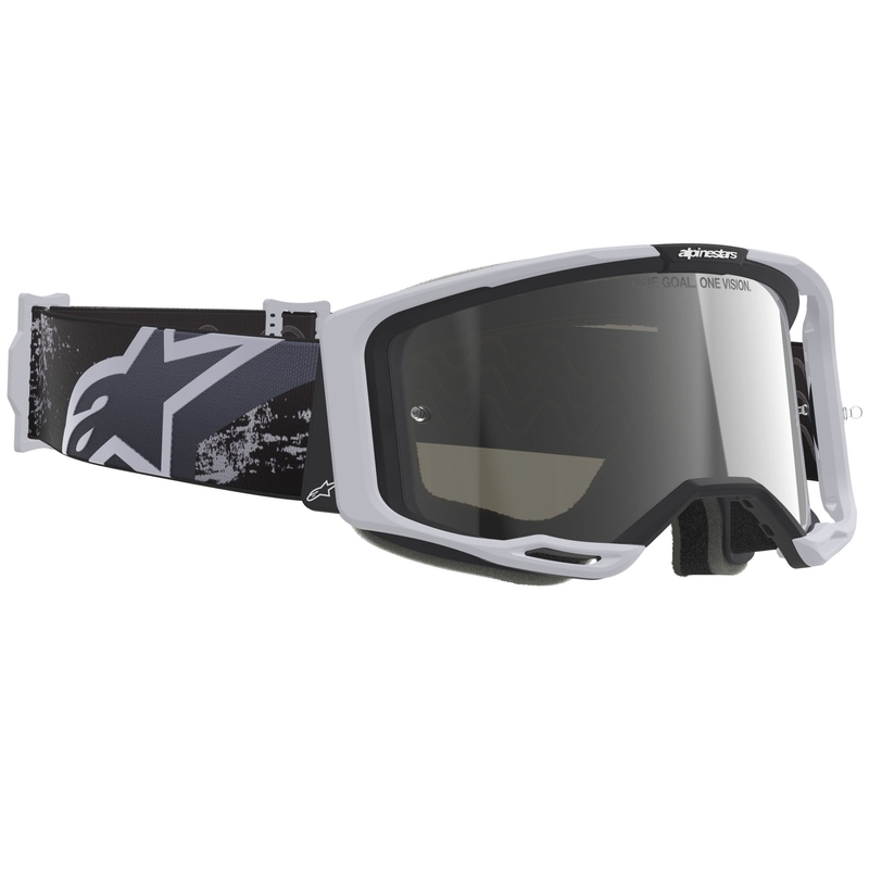 Alpinestars Supertech Vision 8 Lahnd motokrossz szemüveg fehér-fekete tükrös ezüst plexivel