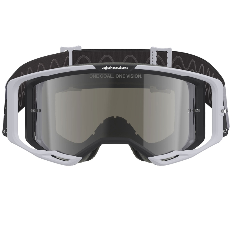 Alpinestars Supertech Vision 8 Lahnd motokrossz szemüveg fehér-fekete tükrös ezüst plexivel