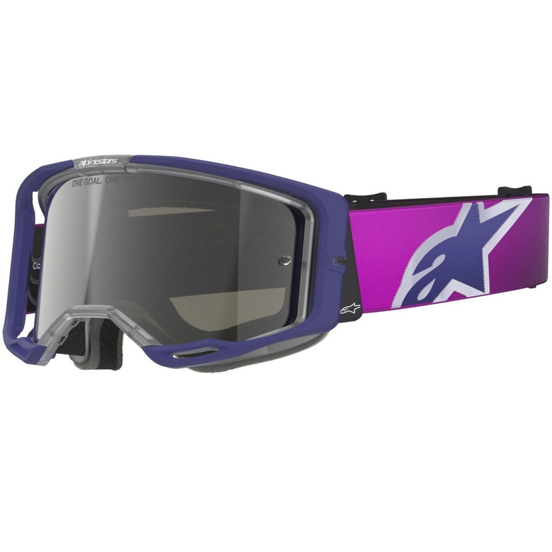 Alpinestars Vision 8 Corp motokrossz szemüveg lila-átlátszó tükrös ezüst plexivel