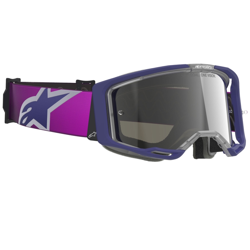 Alpinestars Vision 8 Corp motokrossz szemüveg lila-átlátszó tükrös ezüst plexivel