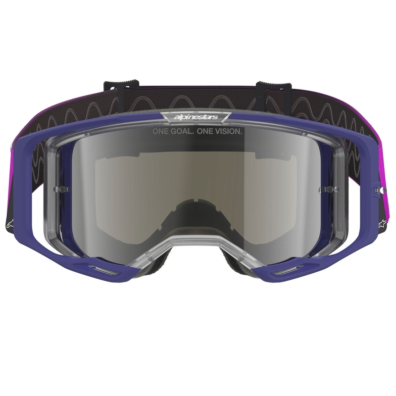 Alpinestars Vision 8 Corp motokrossz szemüveg lila-átlátszó tükrös ezüst plexivel