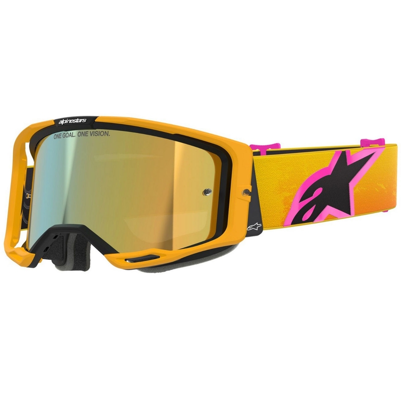 Alpinestars Vision 8 Corp motokrossz szemüveg narancssárga-sárga-rózsaszín tükrös arany plexivel