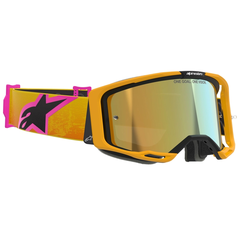 Alpinestars Vision 8 Corp motokrossz szemüveg narancssárga-sárga-rózsaszín tükrös arany plexivel