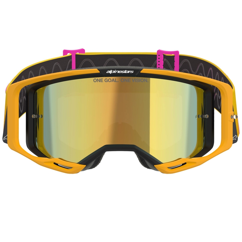 Alpinestars Vision 8 Corp motokrossz szemüveg narancssárga-sárga-rózsaszín tükrös arany plexivel