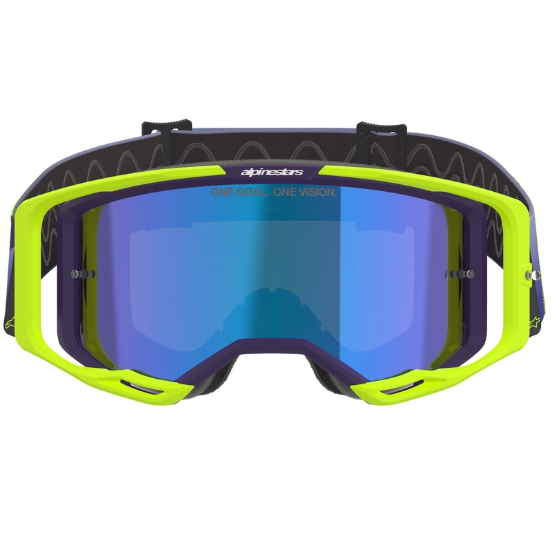 Alpinestars Vision 8 Corp motokrossz szemüveg fluo sárga-lila tükrös kék plexivel