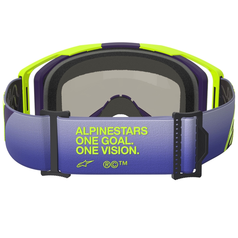 Alpinestars Vision 8 Corp motokrossz szemüveg fluo sárga-lila tükrös kék plexivel