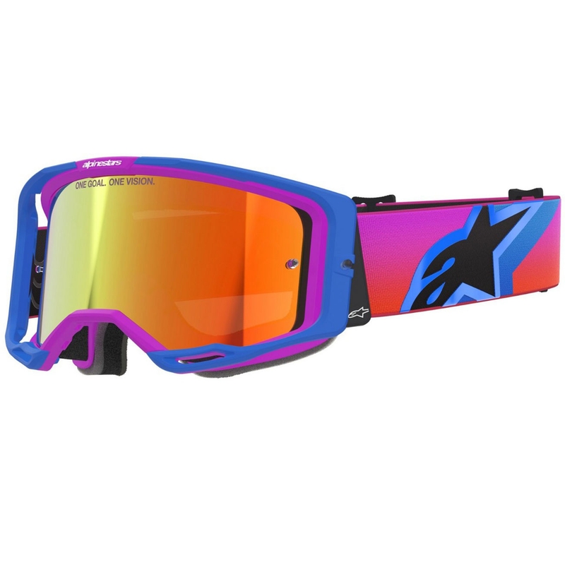 Alpinestars Vision 8 Corp motokrossz szemüveg kék-lila-narancssárga tükrös piros plexivel