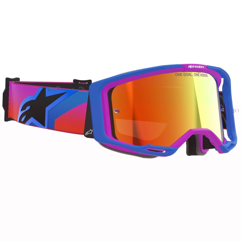 Alpinestars Vision 8 Corp motokrossz szemüveg kék-lila-narancssárga tükrös piros plexivel