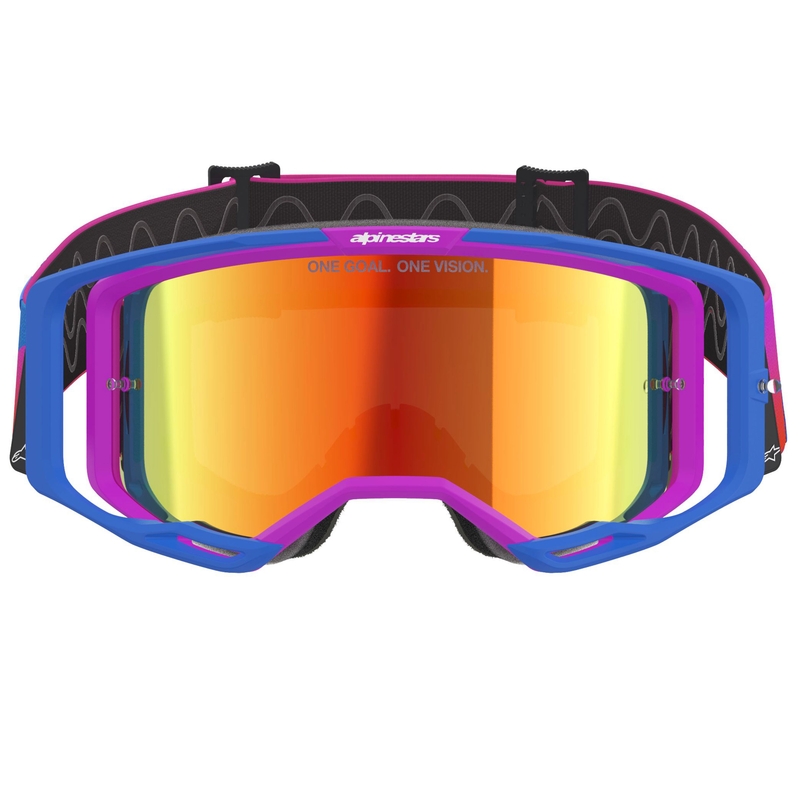 Alpinestars Vision 8 Corp motokrossz szemüveg kék-lila-narancssárga tükrös piros plexivel
