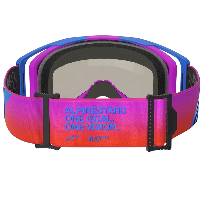 Alpinestars Vision 8 Corp motokrossz szemüveg kék-lila-narancssárga tükrös piros plexivel