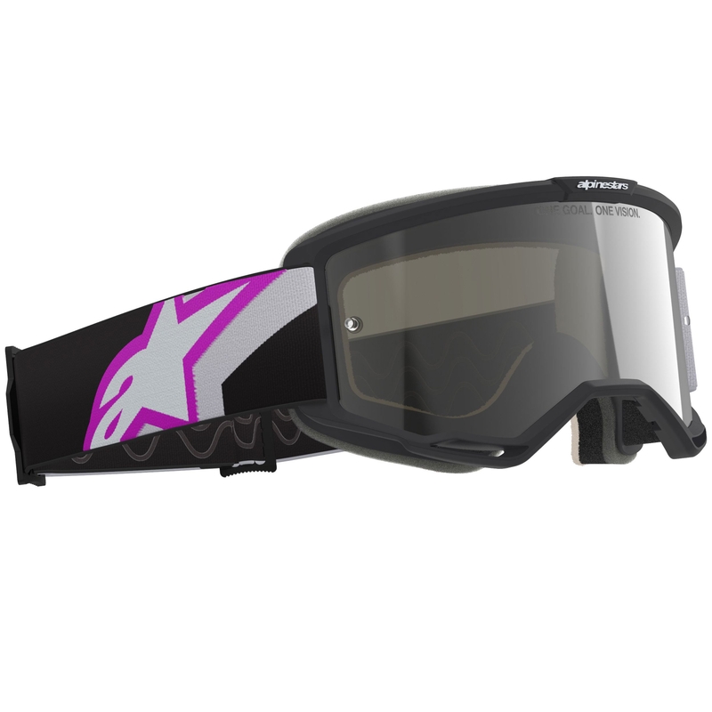 Alpinestars Vision 5 Corp motokrossz szemüveg fekete-szürke-lila-fehér tükrös ezüst plexivel