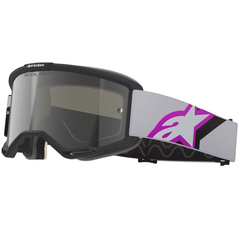 Alpinestars Vision 5 Corp motokrossz szemüveg fekete-szürke-lila-fehér tükrös ezüst plexivel