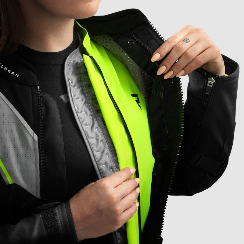 Rebelhorn Hiflow V női motoros kabát fekete-szürke-fluo sárga
