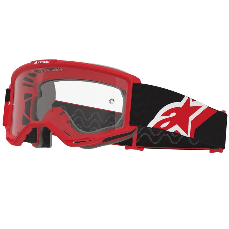 Alpinestars Vision OTG motokrossz szemüveg piros-fekete-fehér átlátszó plexivel