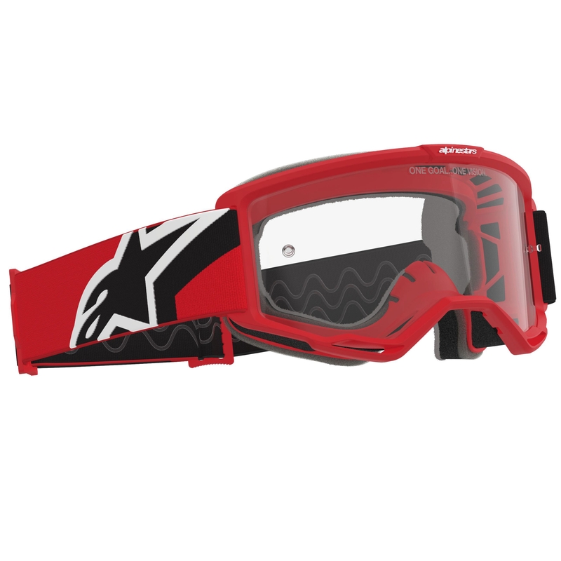 Alpinestars Vision OTG motokrossz szemüveg piros-fekete-fehér átlátszó plexivel